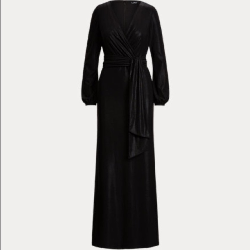 Ralph Lauren Foiled Jersey Long-Sleeve Gown